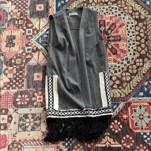 Mar I Deserto Gray Vest with Fringe